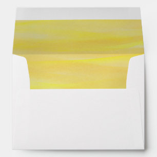 Brushed Lemon Yellow Ombre Watercolor Lined Envelope