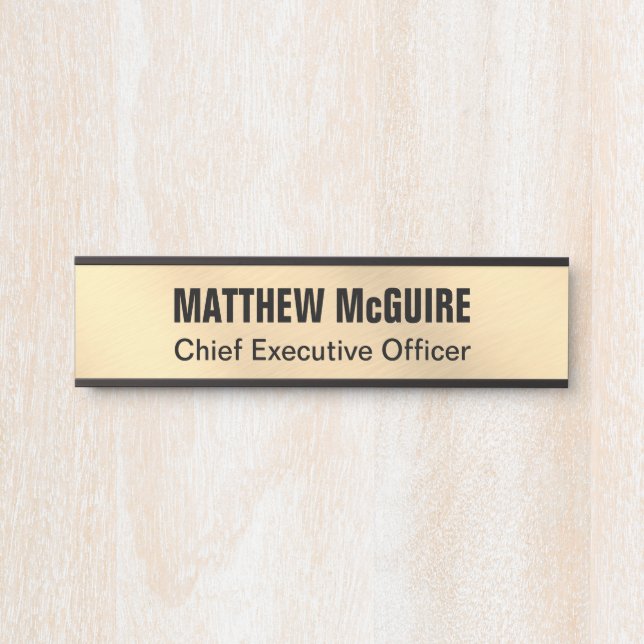 Brushed Light Gold Look Office Door Sign (Front)