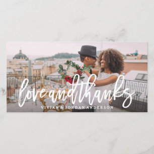 Brushed Love and Thanks Wedding Photo Card