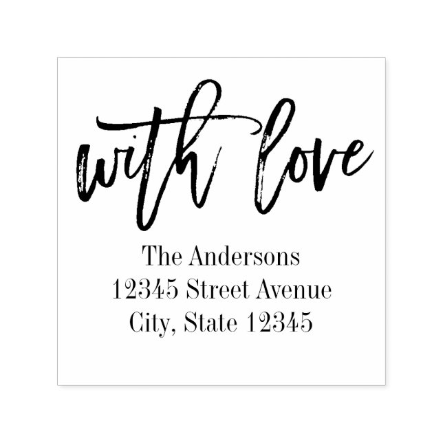 Brushed Love Personalised Rubber Stamp (Design)