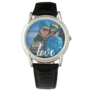 Brushed Love Typography Personalised Photo Watch