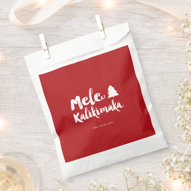 Brushed Mele Kalikimaka Christmas Holiday Party Favour Bags (Clipped)