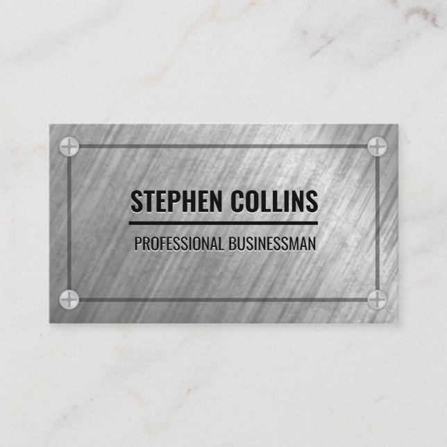 Brushed Metal and Screws Business Card (Front)