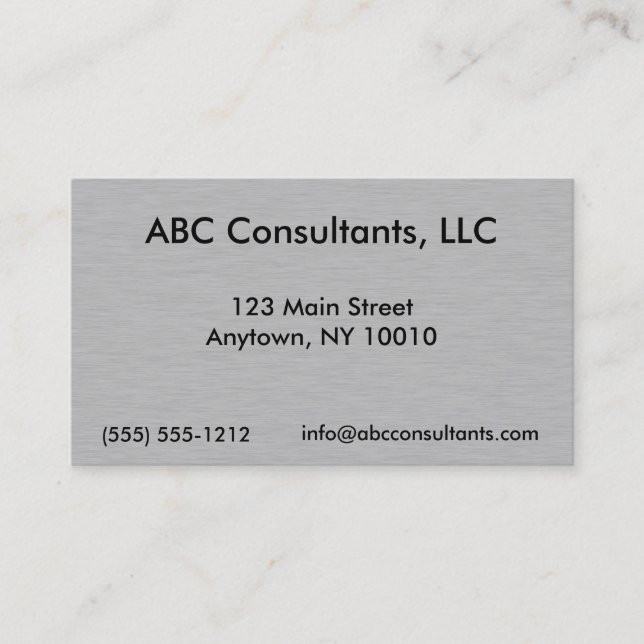 Brushed Metal Background Business Card (Front)