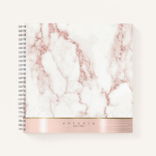 Brushed Metal Band Marble Glitter Rose Gold ID802 Notebook