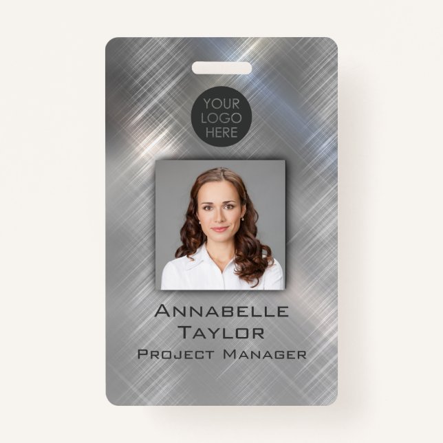 Brushed Metal Business ID Badge (Front)