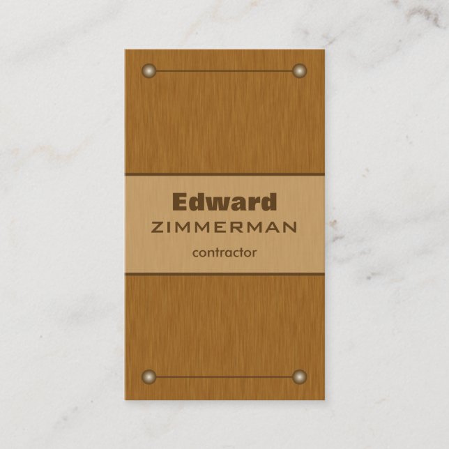 Brushed Metal: Copper Textured Business Card (Front)