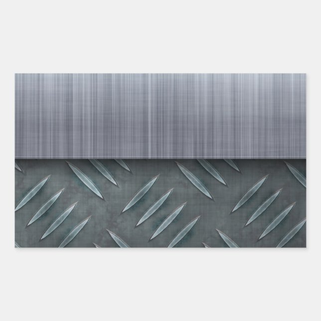 Brushed Metal Diamond Plate Template Rectangular Sticker (Front)