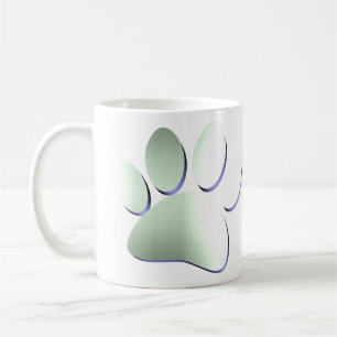 Brushed Metal Dog Paw Print Coffee Mug