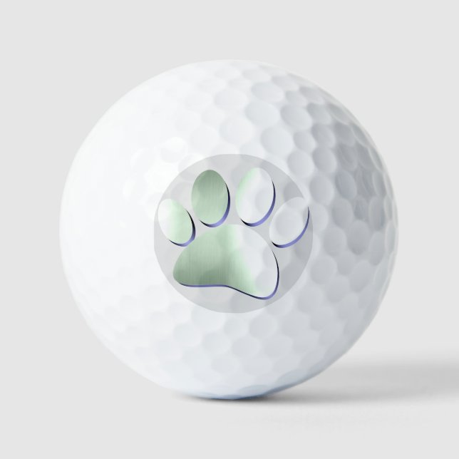 Brushed Metal Dog Paw Print Golf Balls (Front)