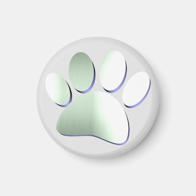 Brushed Metal Dog Paw Print Magnet (Front)