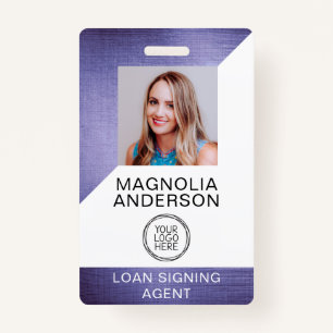 Brushed Metal Employee Photo Logo Barcode Name Bad ID Badge