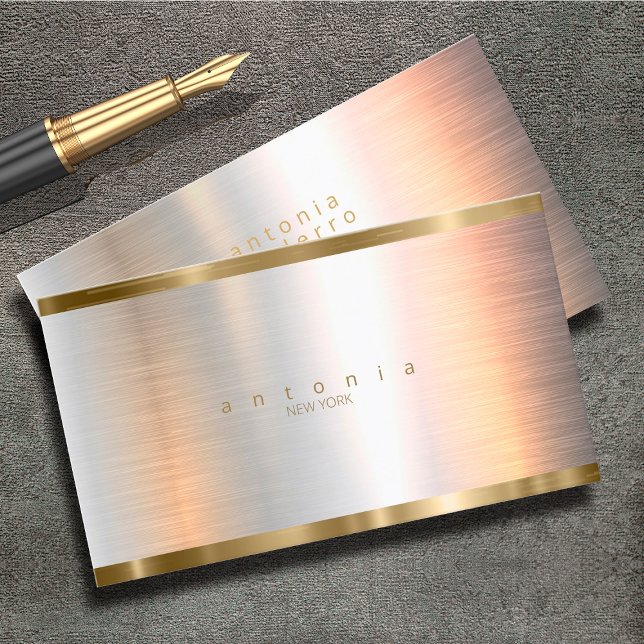 Brushed Metal Gold Banding ID801 Business Card (Creator Uploaded)