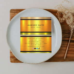 Brushed Metal Gold Banding ID801 Business Card