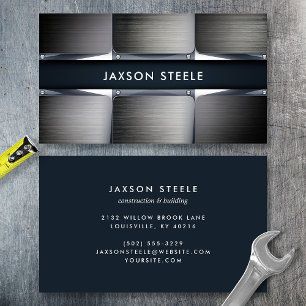 Brushed Metal Industrial Construction Business Card