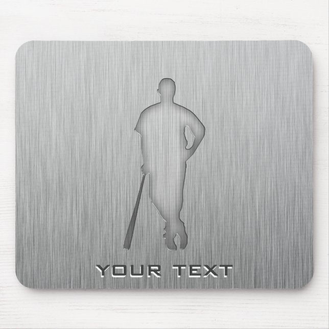 Brushed metal-look Baseball Mouse Mat (Front)