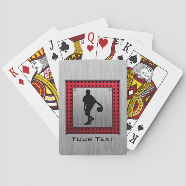 Brushed metal look, Basketball; red Playing Cards (Back)