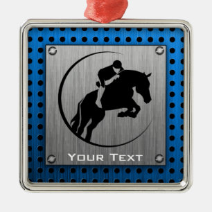 Brushed Metal-look; Blue Equestrian Metal Tree Decoration