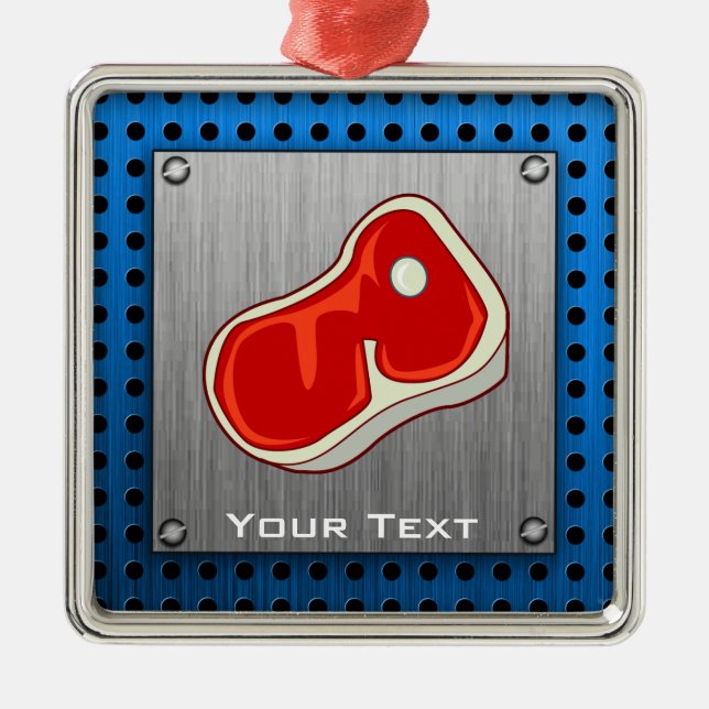 Brushed Metal-look Butcher Steak Metal Tree Decoration (Front)