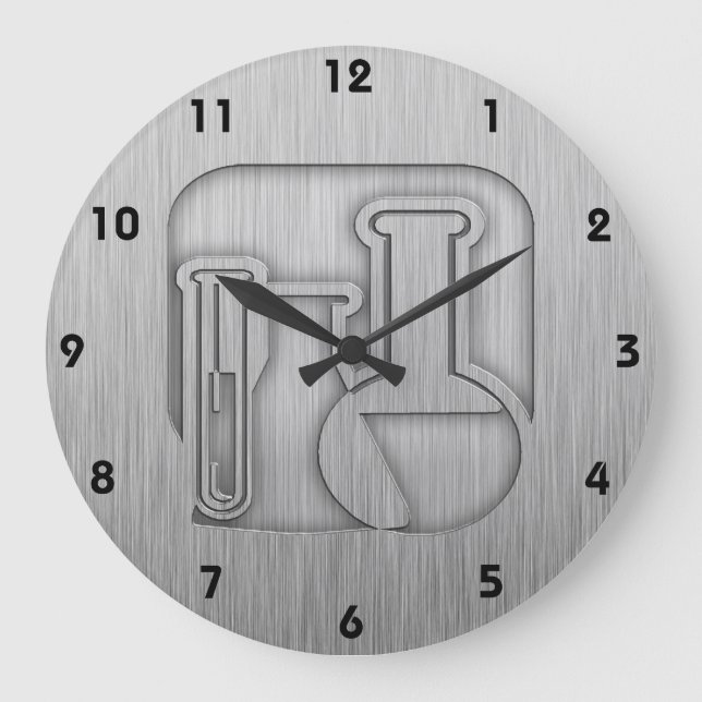 Brushed Metal-look Chemistry Large Clock (Front)