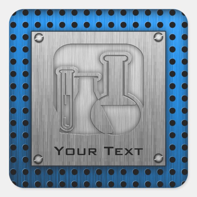 Brushed Metal-look Chemistry Square Sticker (Front)