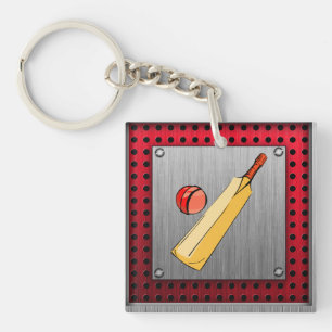 Brushed metal look Cricket Key Ring