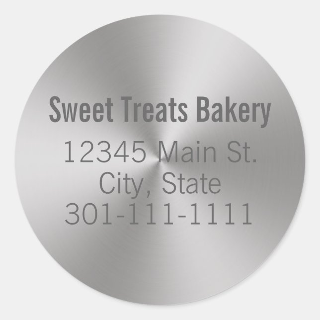 Brushed Metal Look Custom Template Bakery Classic Round Sticker (Front)