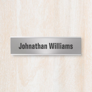 Brushed Metal Look Employee Name Office Door Sign