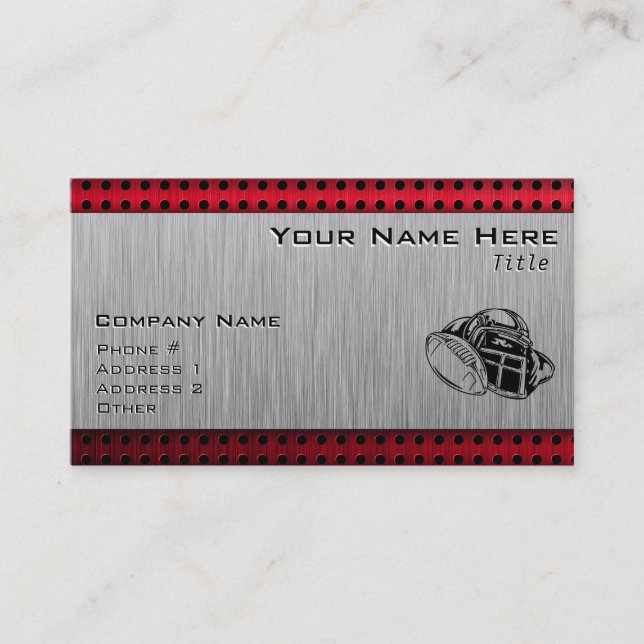 Brushed metal look Football Business Card (Front)