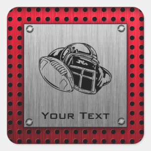 Brushed metal look Football Square Sticker