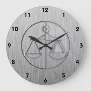 Brushed Metal-look Justice Scales Large Clock