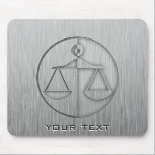 Brushed Metal-look Justice Scales Mouse Mat