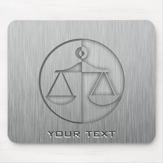 Brushed Metal-look Justice Scales Mouse Mat (Front)