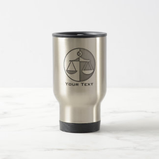 Brushed Metal-look Justice Scales Travel Mug