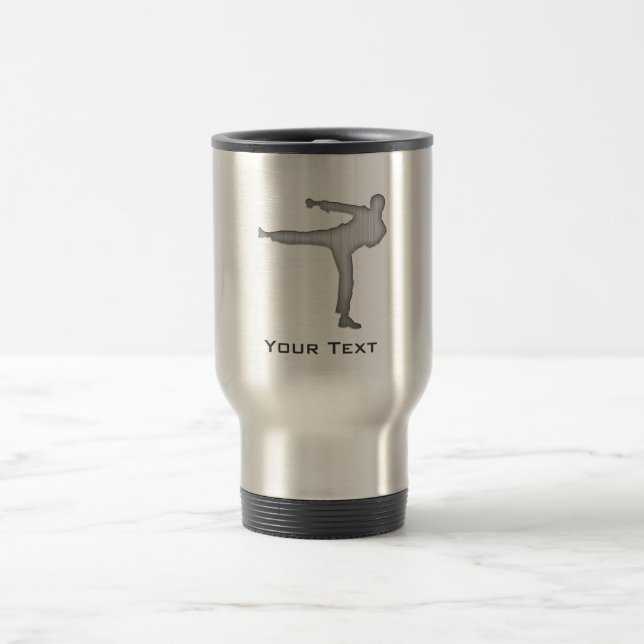 Brushed Metal-look Martial Arts Travel Mug (Center)