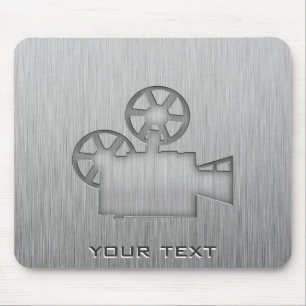 Brushed Metal-look Movie Camera Mouse Mat
