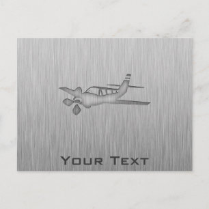 Brushed Metal-look Plane Postcard
