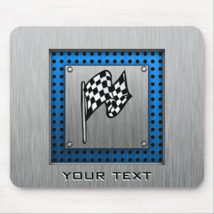 Brushed metal look Racing Flag Mouse Mat