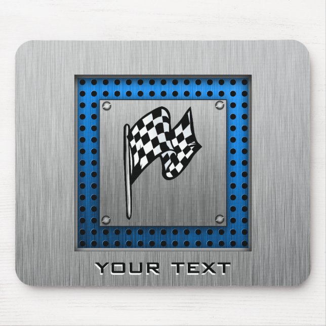 Brushed metal look Racing Flag Mouse Mat (Front)