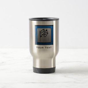 Brushed metal look Racing Flag Travel Mug