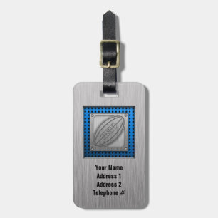 Brushed Metal-look Rugby Luggage Tag