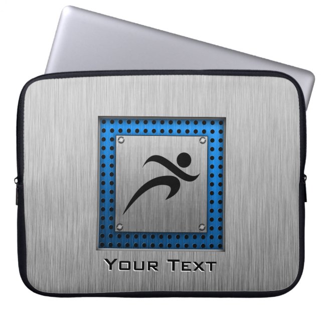 Brushed Metal look Running Laptop Sleeve (Front)
