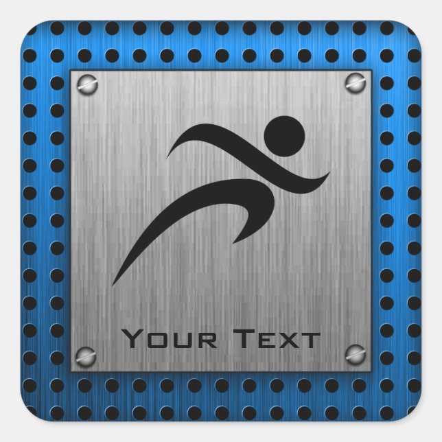 Brushed Metal look Running Square Sticker (Front)