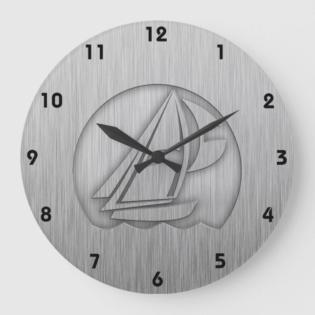 Brushed Metal-look Sailing Large Clock (Front)