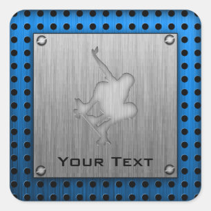 Brushed Metal-look Skateboarding Square Sticker