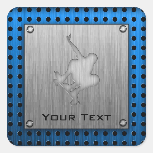 Brushed Metal-look Skateboarding Square Sticker (Front)