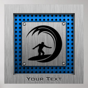 Brushed Metal look Surfing Poster
