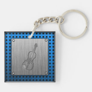 Brushed metal-look Violin Key Ring