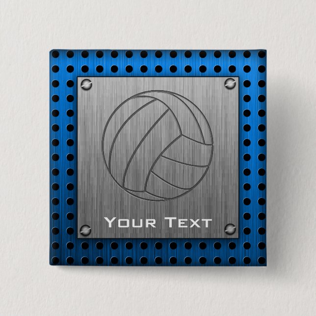 Brushed Metal-look Volleyball 15 Cm Square Badge (Front)