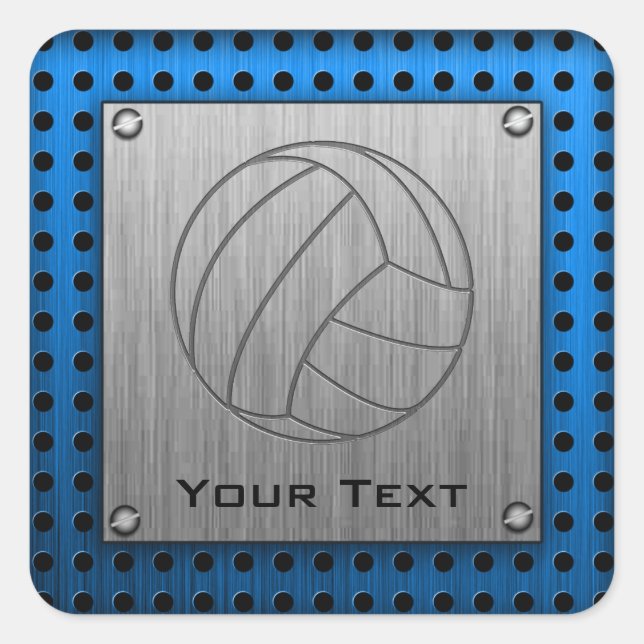 Brushed Metal-look Volleyball Square Sticker (Front)